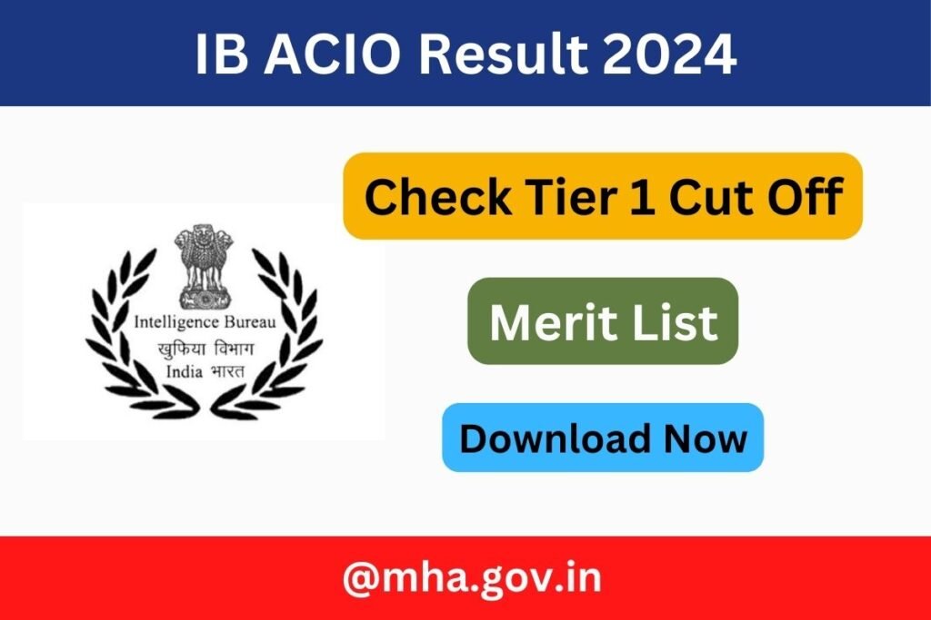 IB ACIO Result 2024 Check Tier 1 Cut Off Marks and Download Merit List